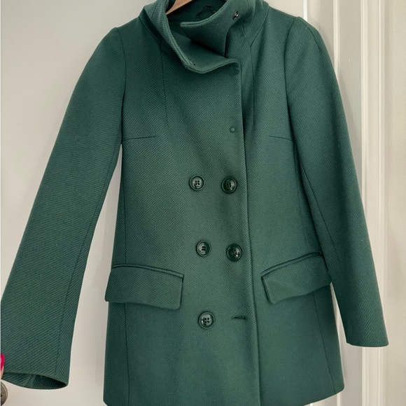 BENETON 100% Wool double breasted green coat made in Italy, size IT40, S - Picture 3 of 6